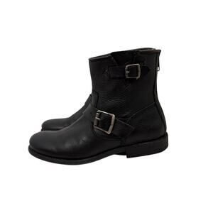 Frye Shoes Natalie Engineer Black Short Leather Boots Size Women's 6.5